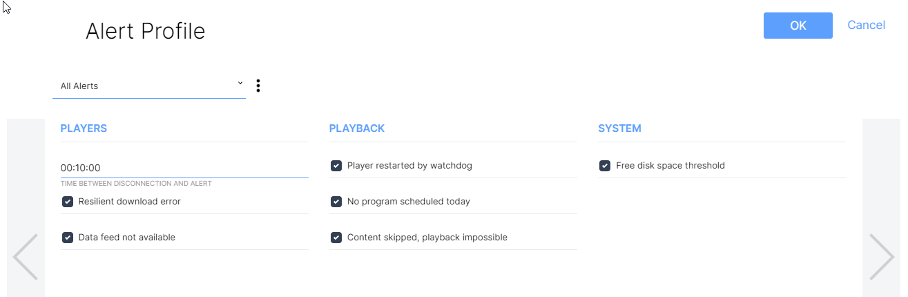 Player Alert Settings